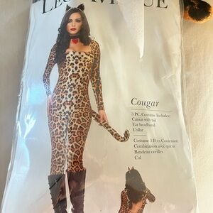 Women’s Cougar Print Halloween Costume with Tail and Ears